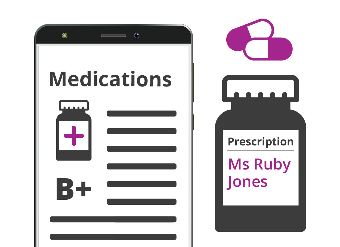 A list of medications on a mobile device
