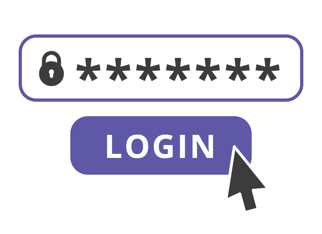 A password displayed on screen with a login button below it
