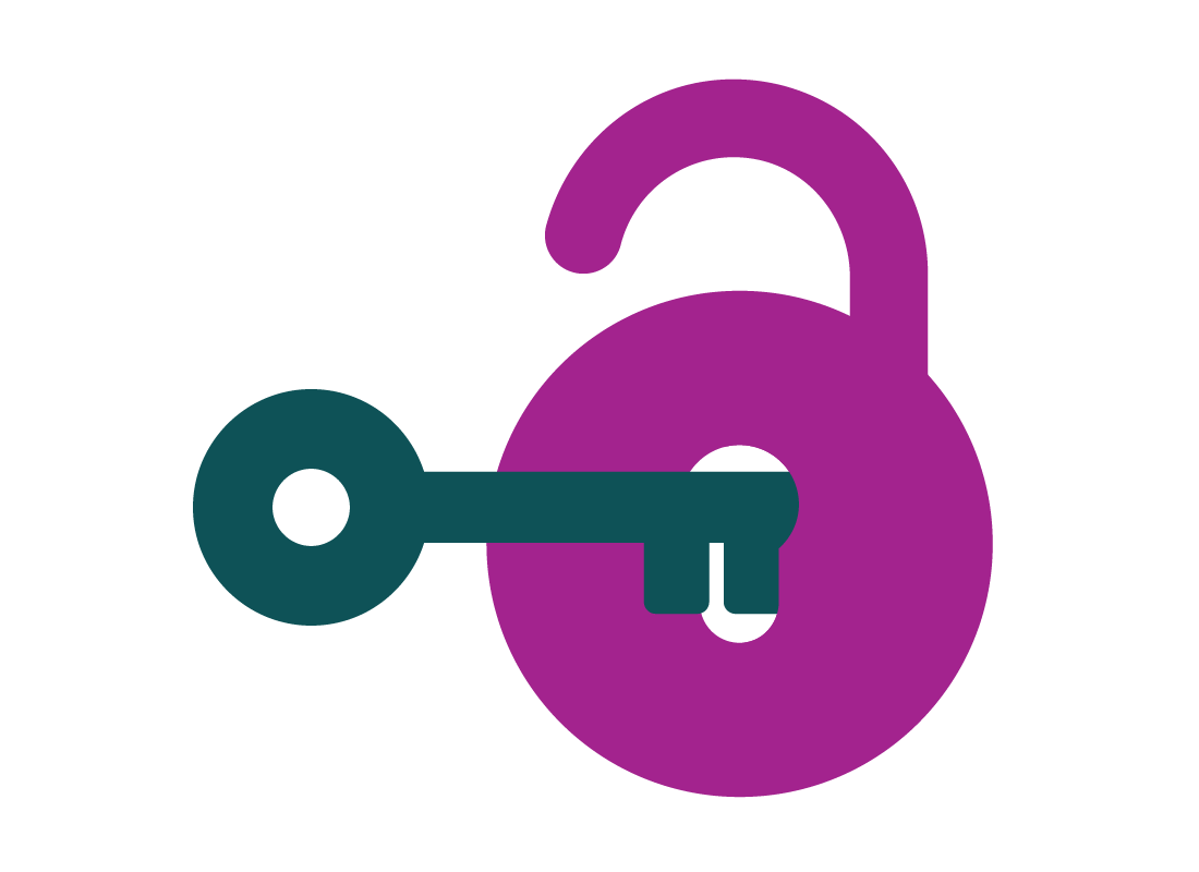 An unlocked lock with a key in it