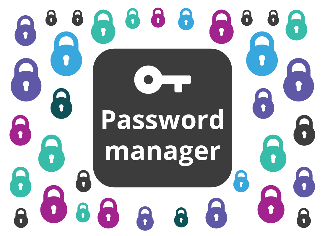 A password manager with a number of locks surrounding it