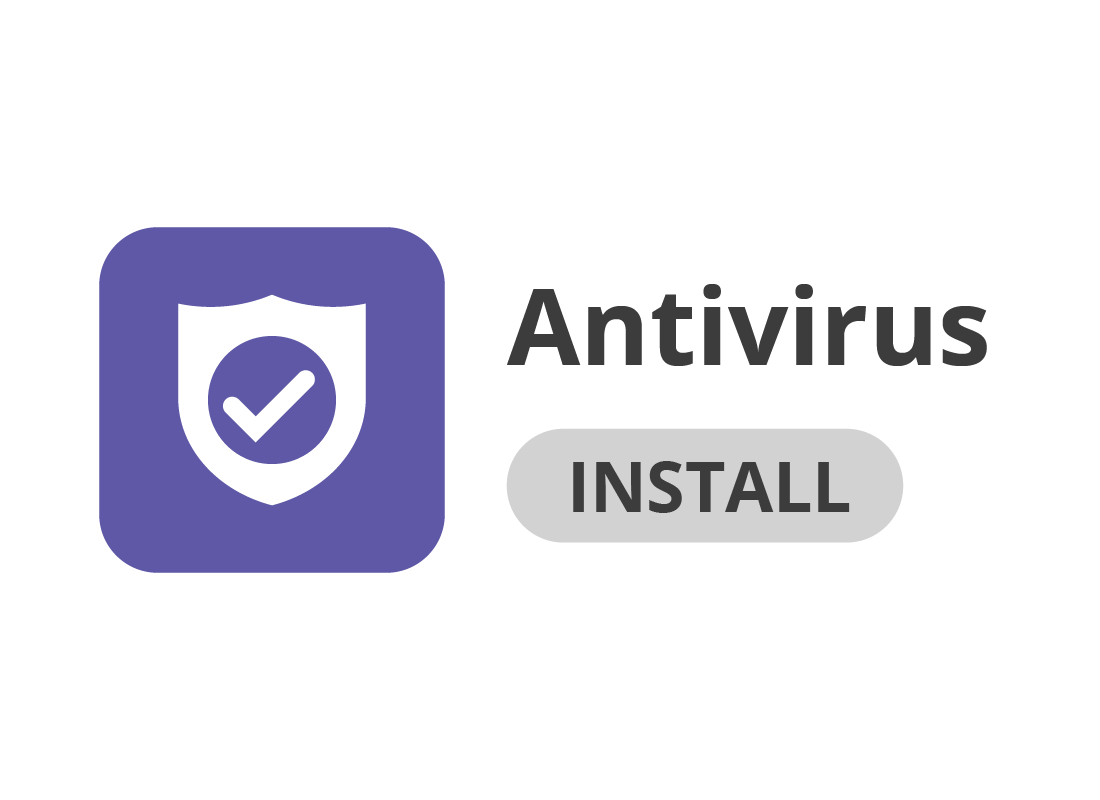Antivirus software with an install icon next to it