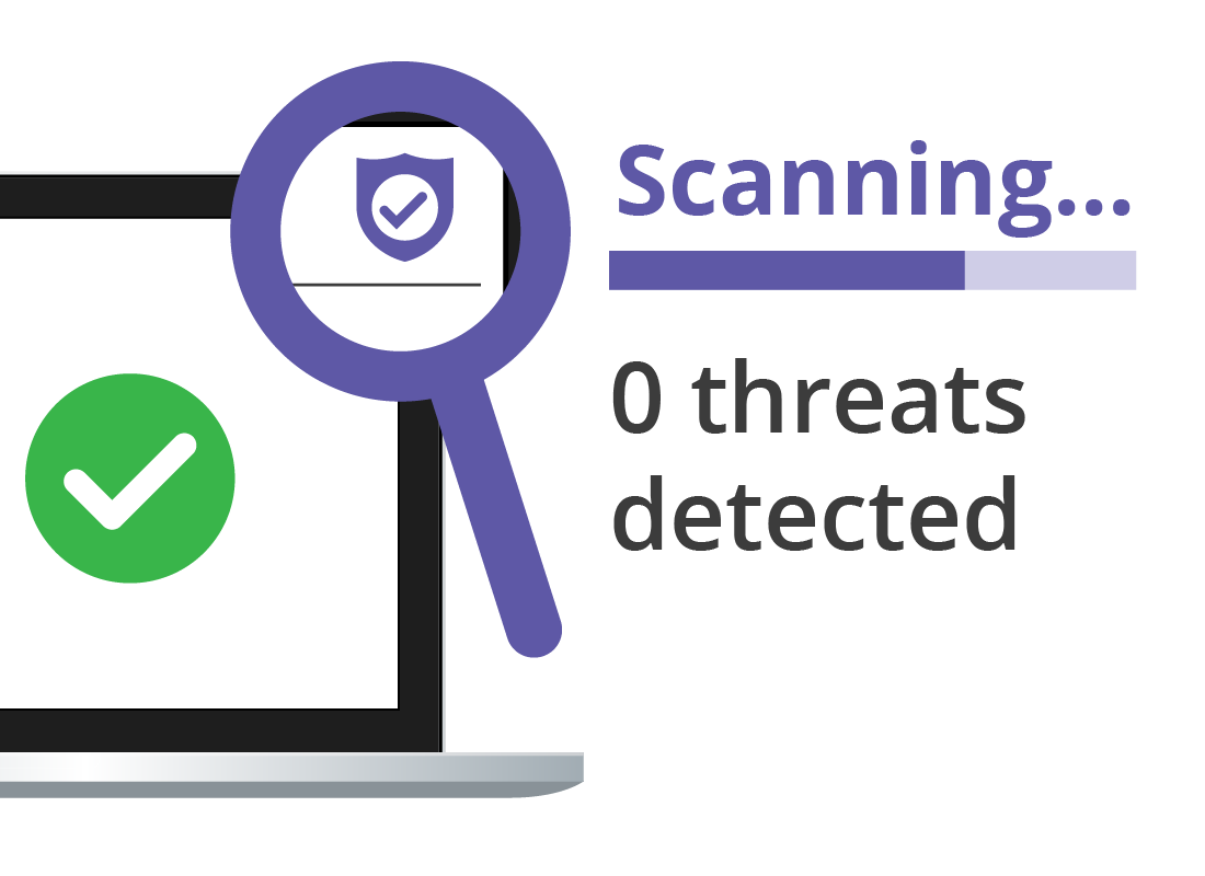Antivirus software scanning a device for threats