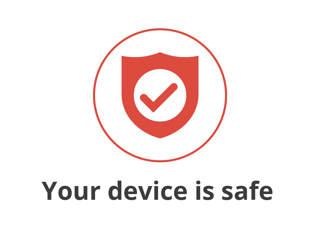 Notification telling device owner that the device is safe