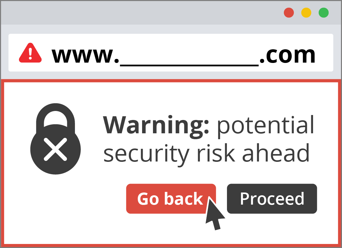 Antivirus software alerting a user about a potentially risky website