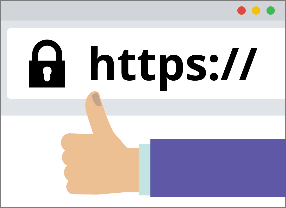 A secure website address and the thumbs up