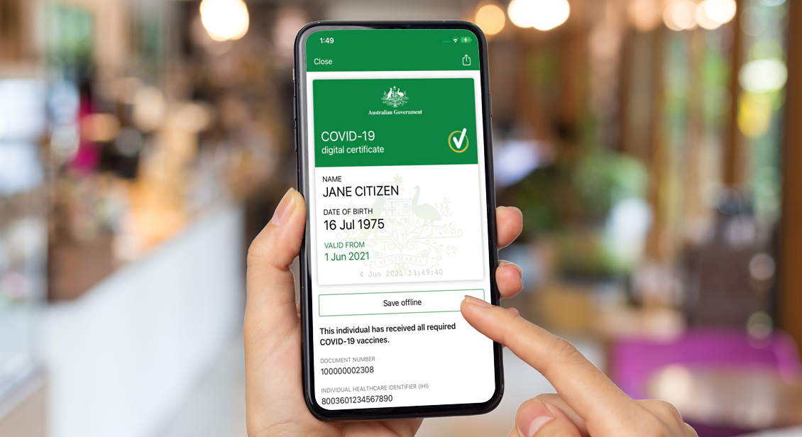 vaccine passport digital certificate displayed on mobile phone