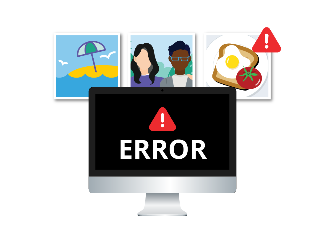 A graphic of a computer screen displaying an ERROR message