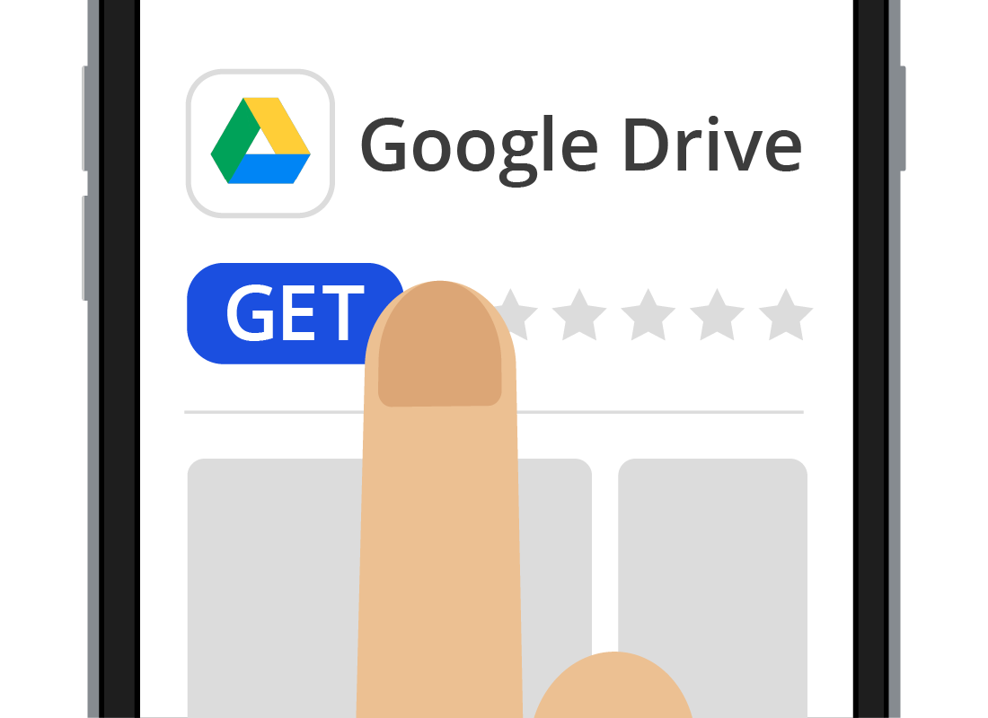 A graphic of the 'Get' button to install the Google Drive app