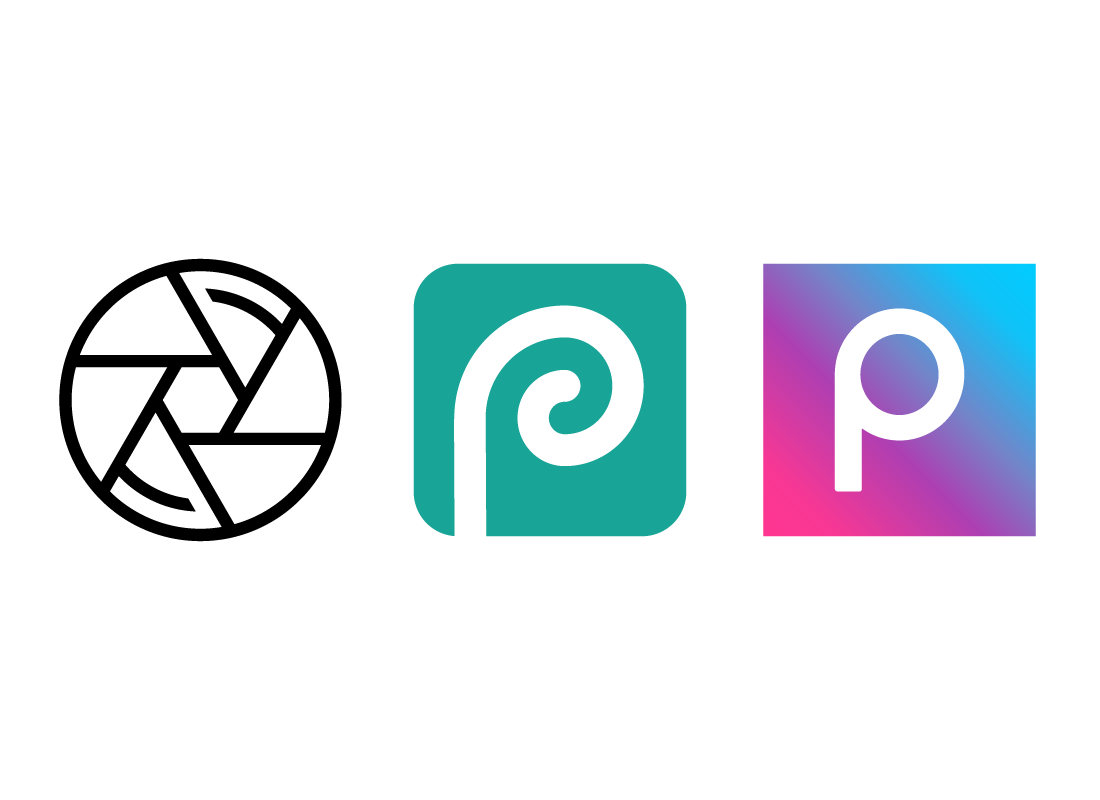 Logos for Pixlr, Photopea and PicsArt advanced photo editors