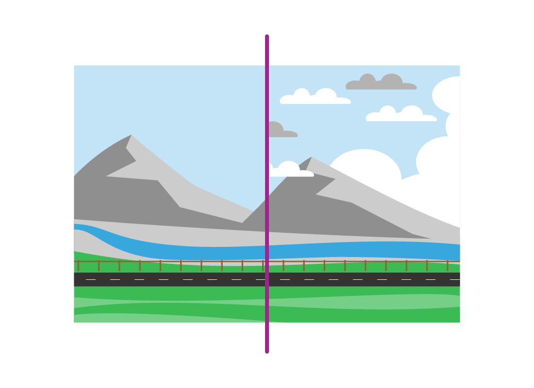 A before and after image showing how clouds have been removed from the background using a photo editor