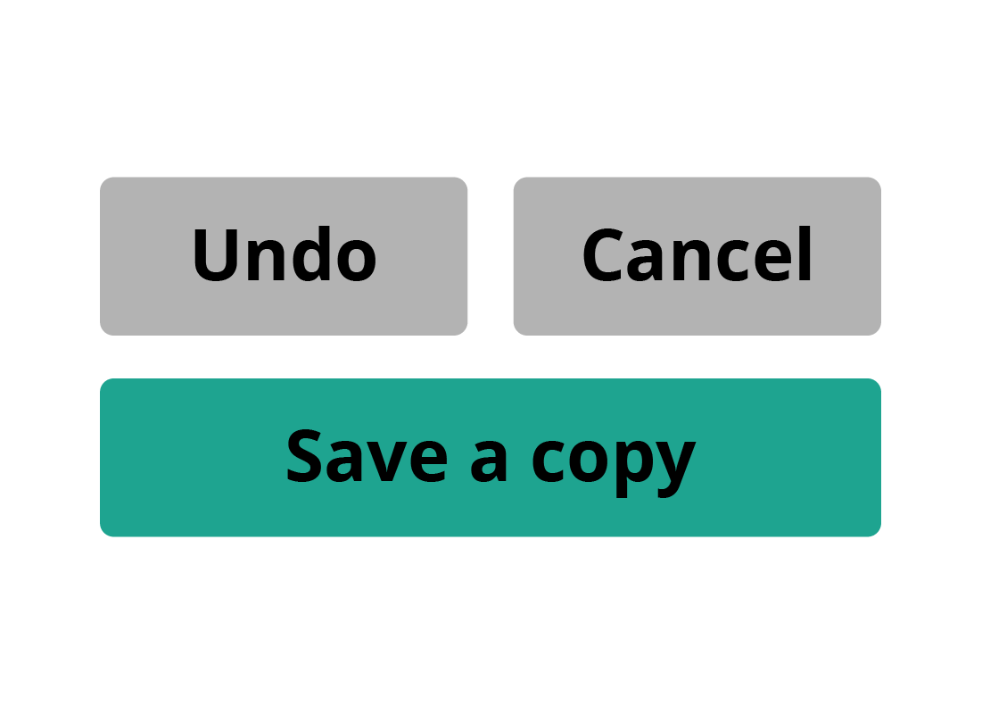 The Undo, Cancel and Save a copy buttons on a typical photo editor