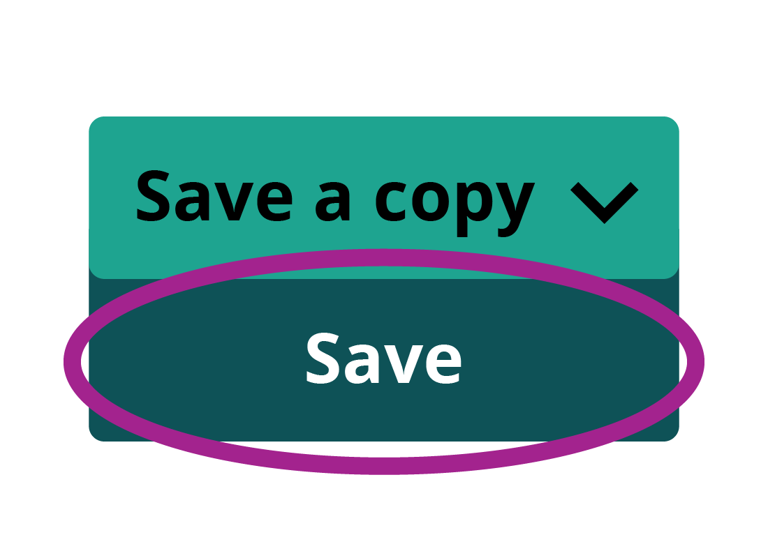 The Save button on a photo editor