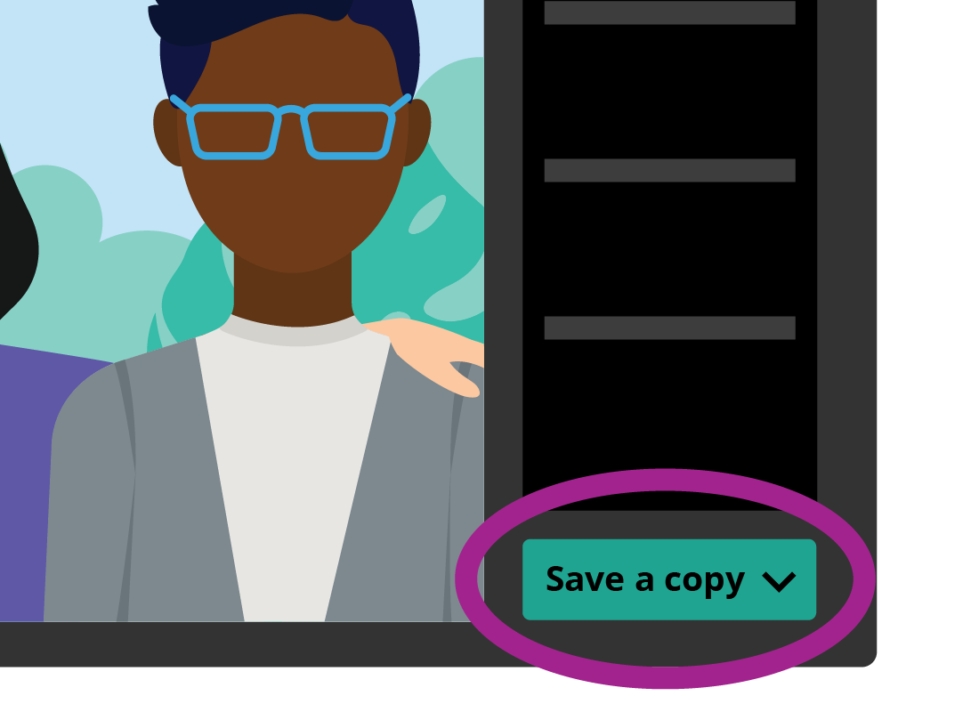 The Save a copy button in a photo editor