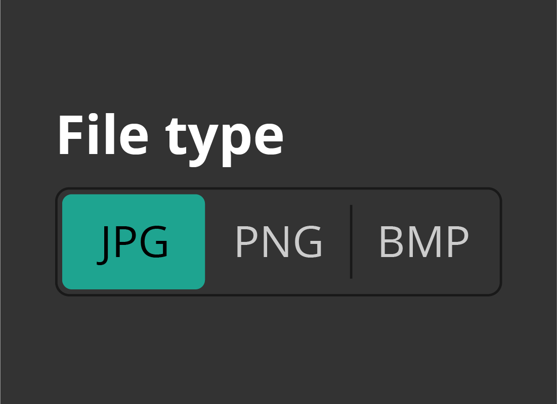 Different types of file types to choose from, including JPG, PNG and BMP