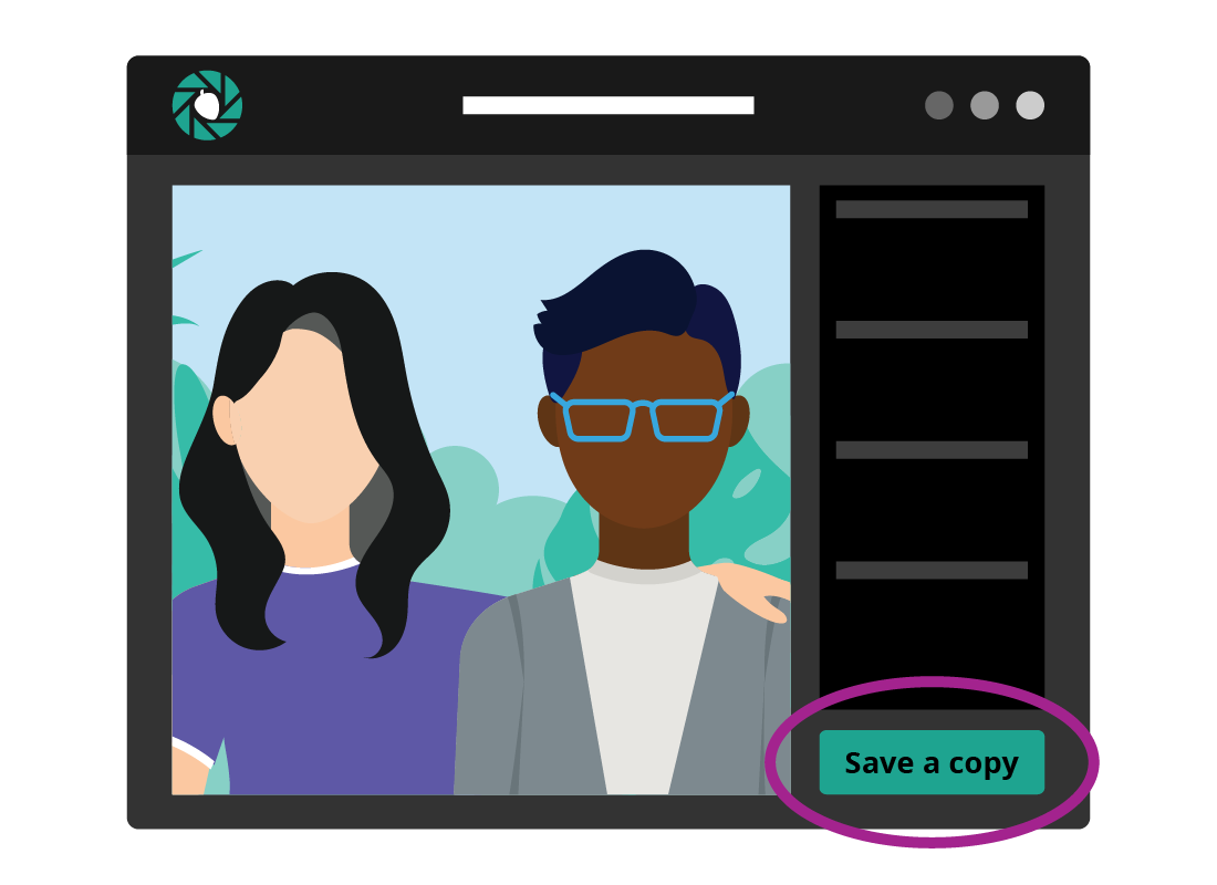 The Save a copy button in a photo editor