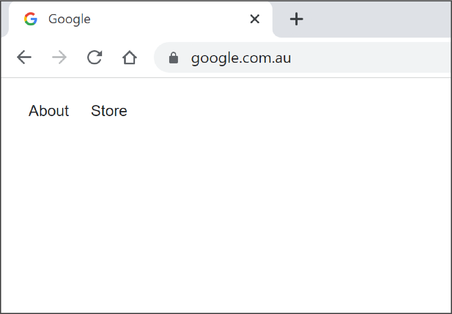 Một trang trình duyệt mạng mở ra để gõ google.com.au vào thanh địa chỉ
