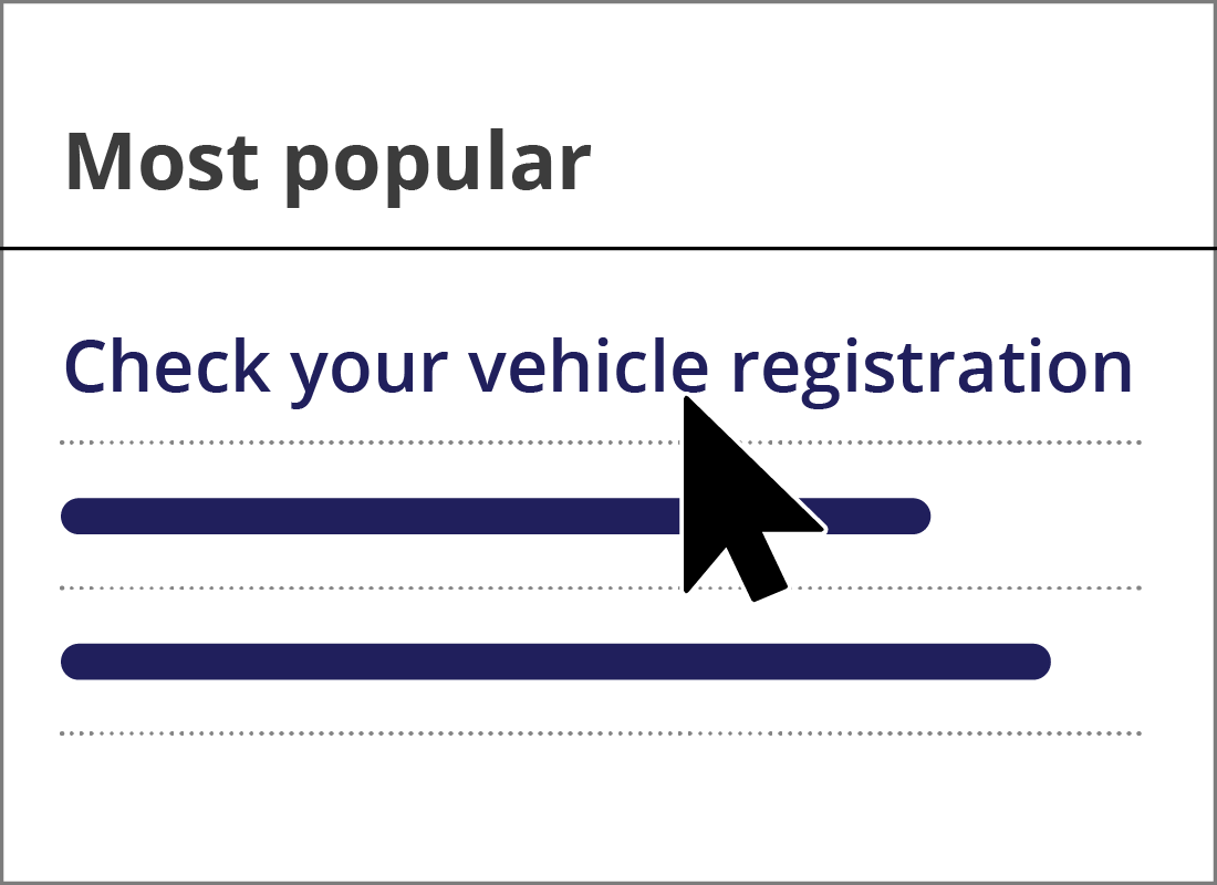 An illustration of the popular Check your vehicle registration page.