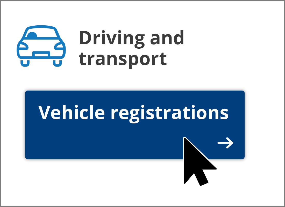 An illustration of a Vehicles registration link in a Driving and transport category