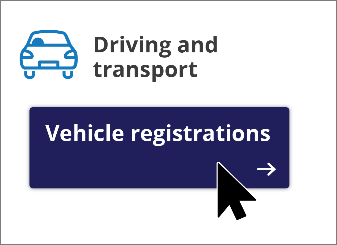 An illustration of a Vehicles registration link in a Driving and transport category