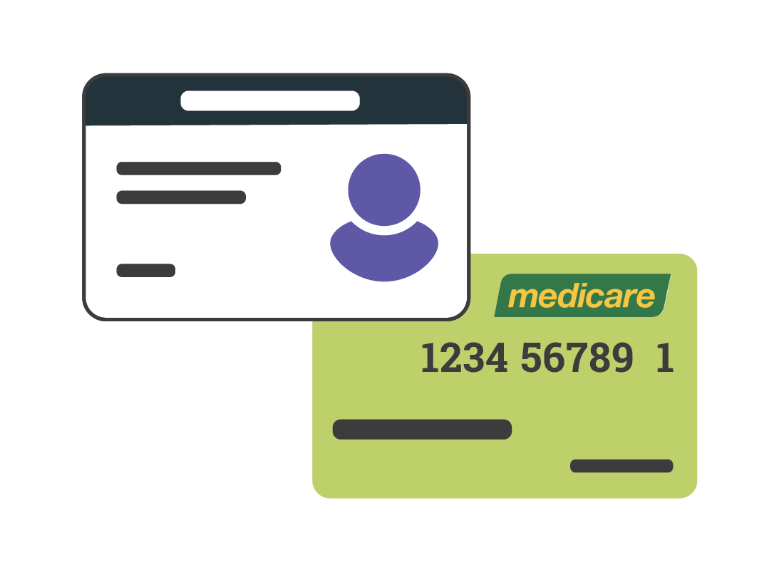 An illustration of a drivers licence and a Medicare card