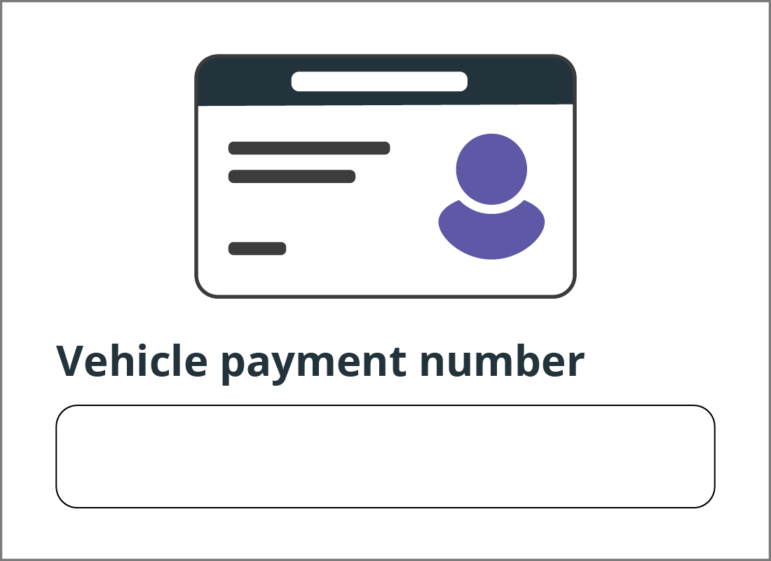 An illustration of a drivers licence and a form field for a vehicle payment number