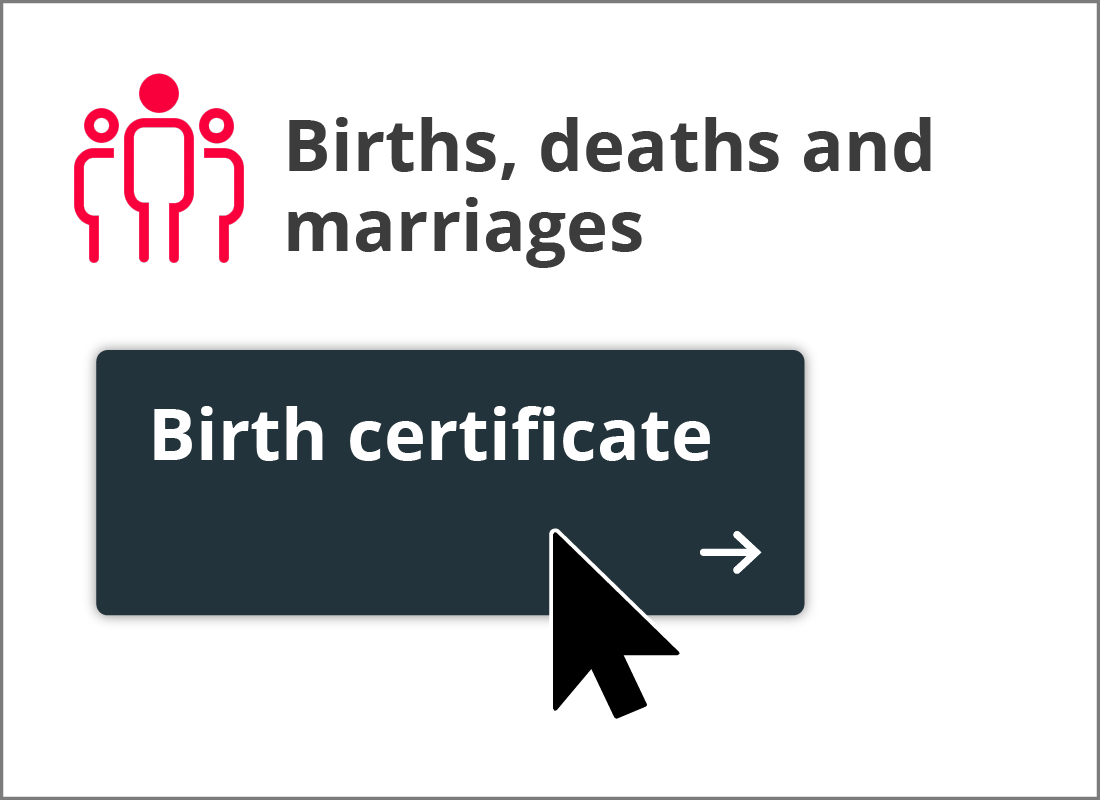 An illustration of a link inside the Births, deaths and marriages section
