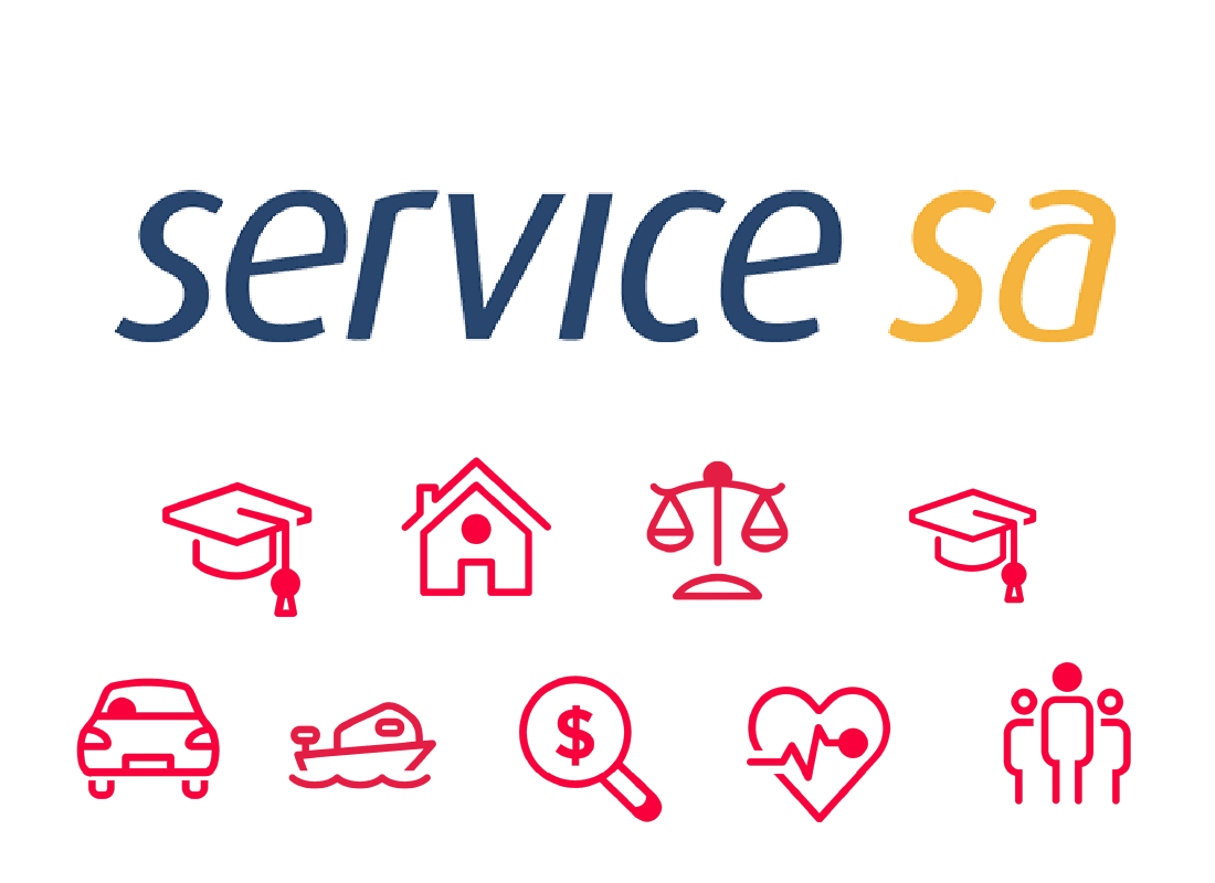 The Service SA logo and icons for essential services
