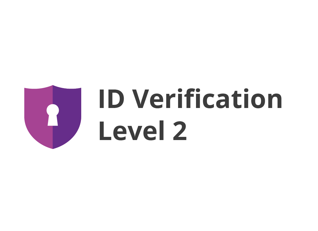 An illustration of ID Verification Level 2 with a security shield icon next to it