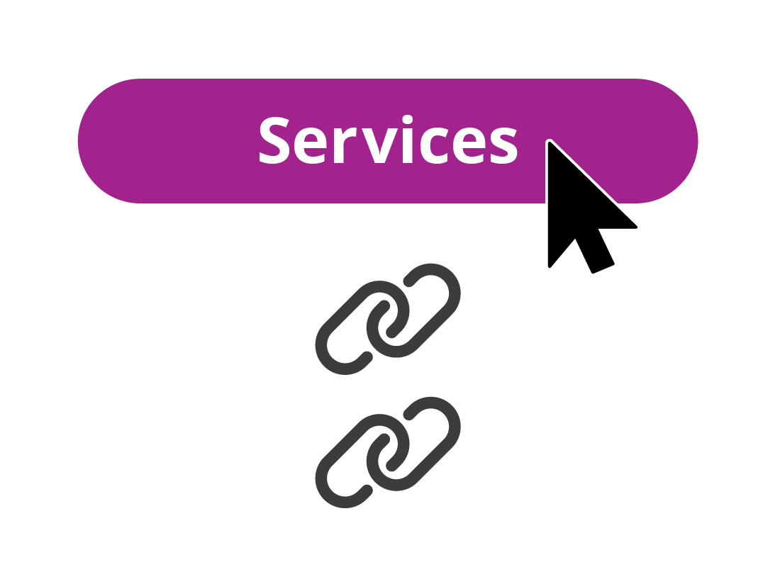 An illustration of the Services button and some link symbols