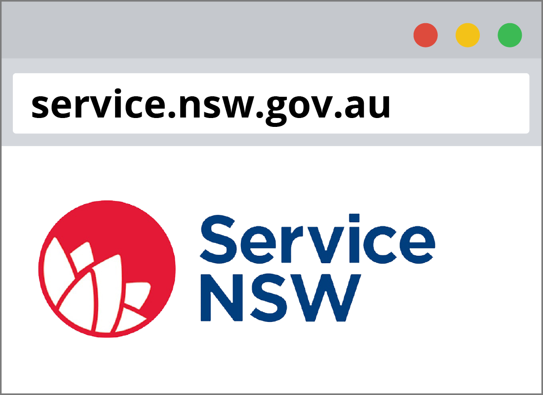 The service NSW website with URL displayed