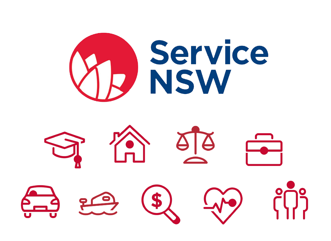 Service NSW logo and a range of services below it