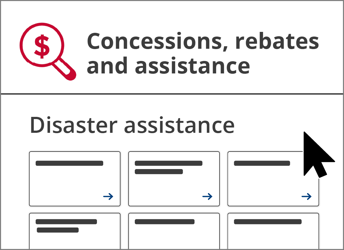 The concessions, rebates and assistance webpage.