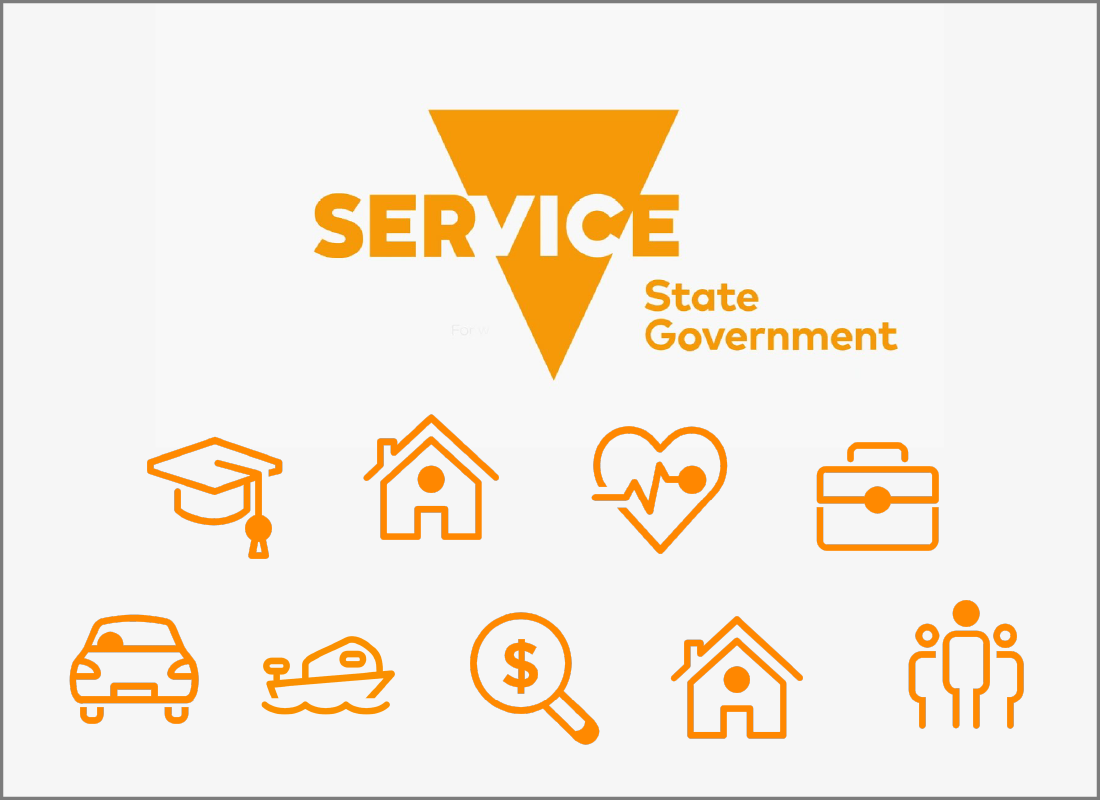 Service Victoria logo with a range of services above it