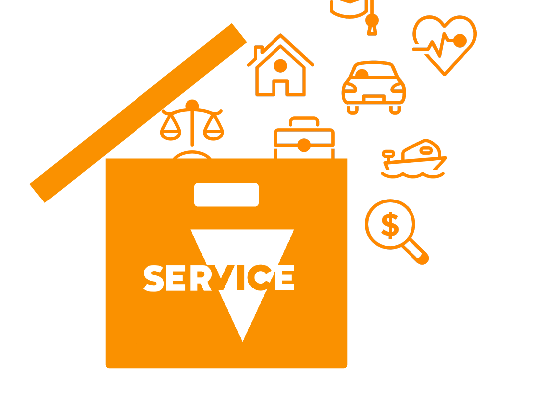 A box with a range of services in it