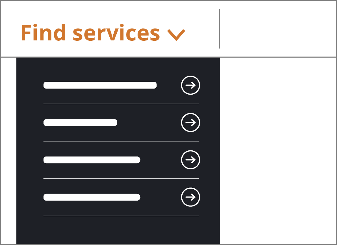 The find a service webpage
