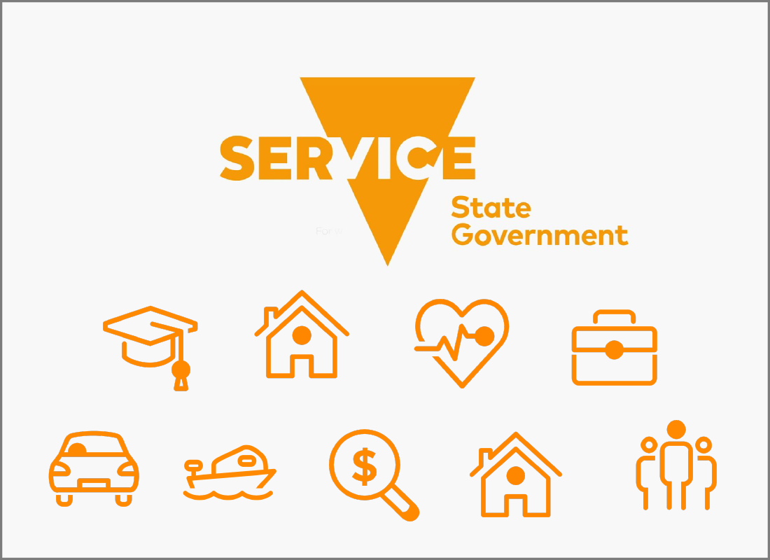 Service Victoria logo with a range of services above it
