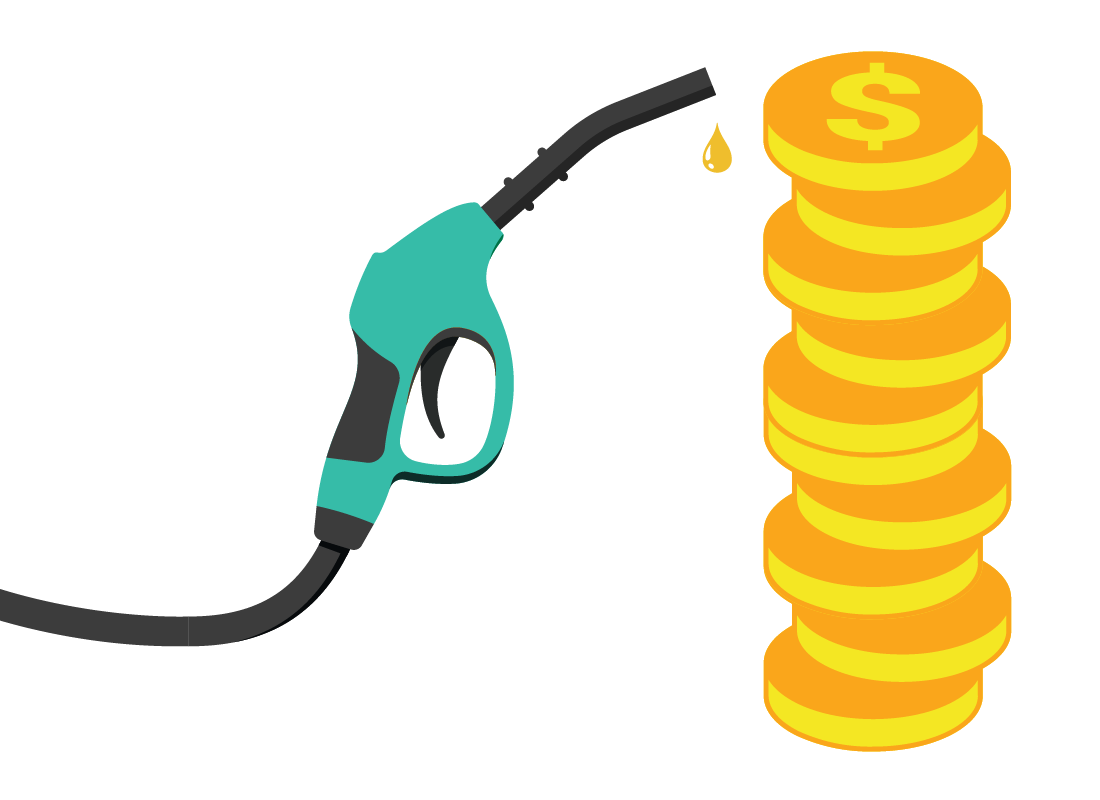 Fuel pump with coins next to it