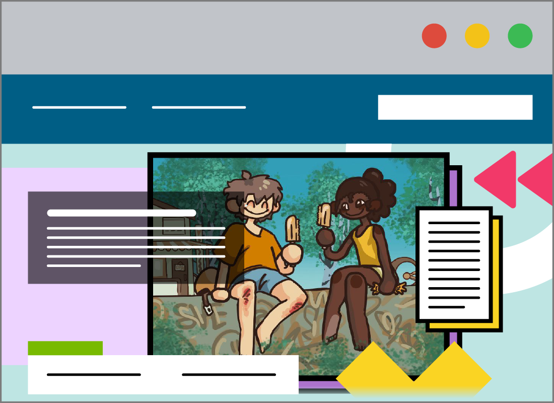 The features stories and Read more icons