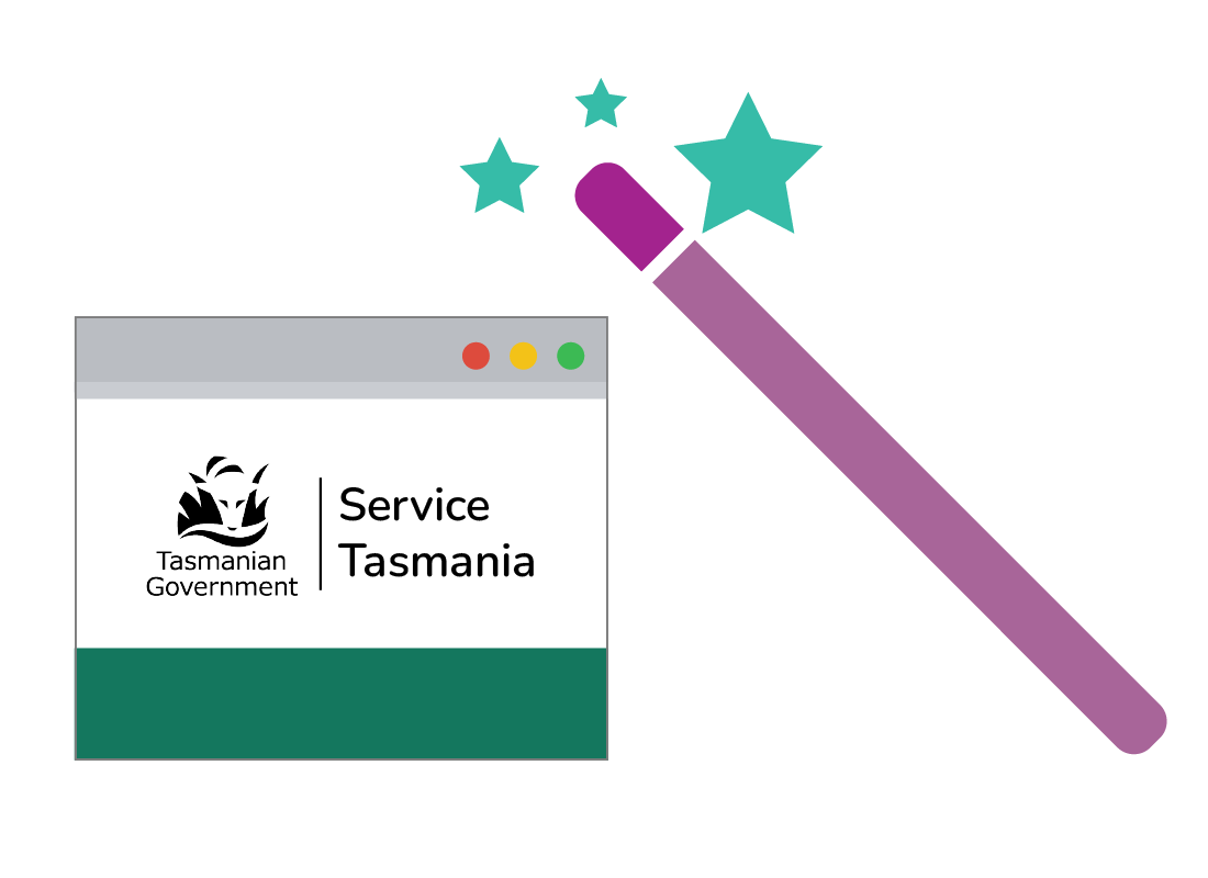 The tasmanian coat of arms and a wand
