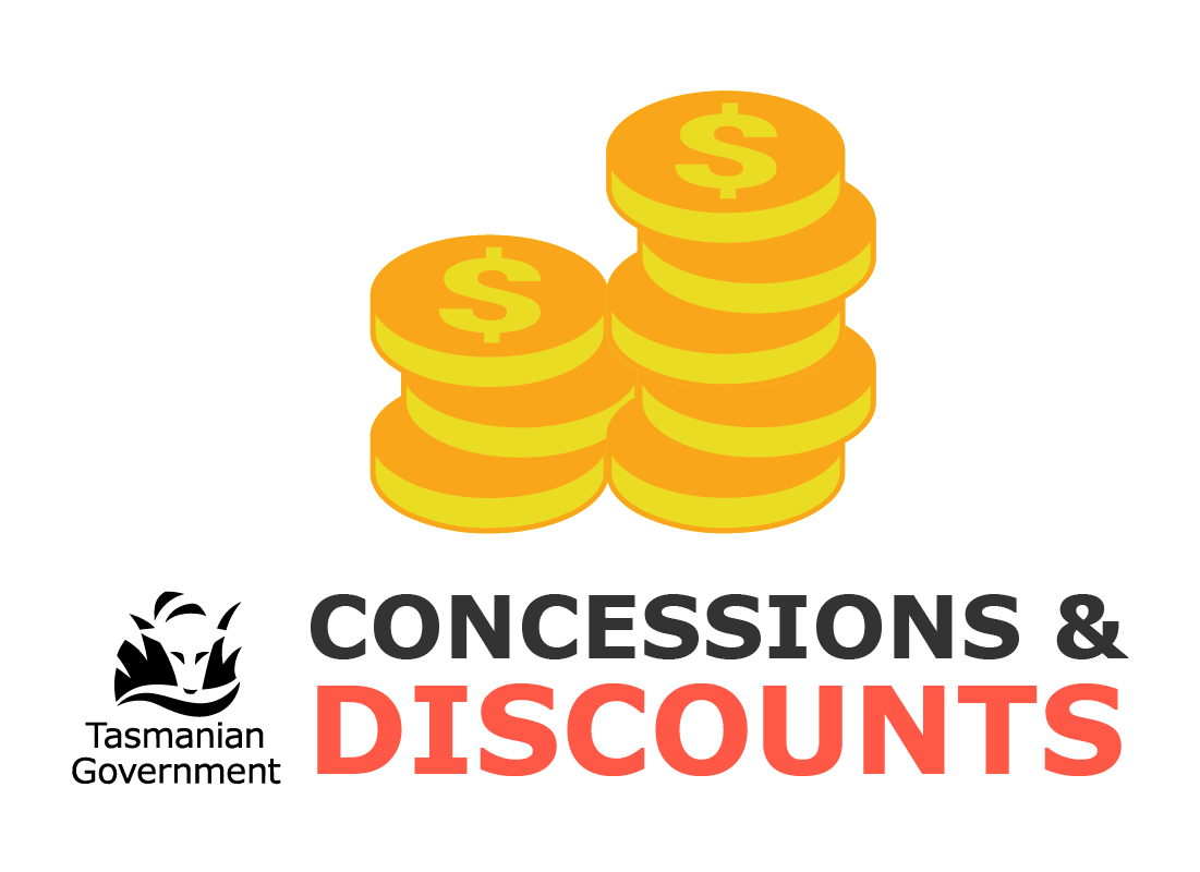 Discount and concessions logo with coins next to it