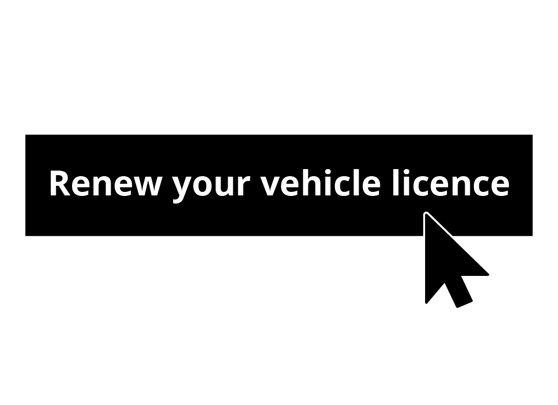 An illustration of the Renew your vehicle licence link in a black box on a web page