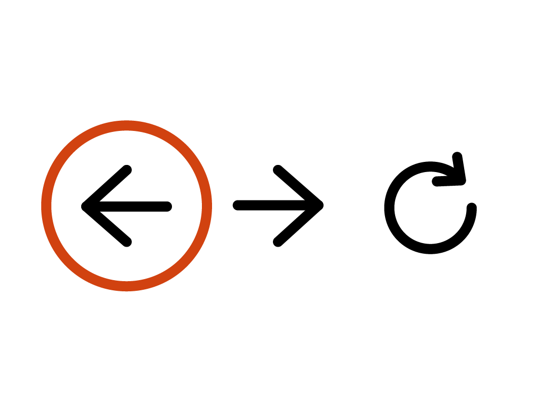 An illustration of the browser buttons on a web page, with the Back button highlighted