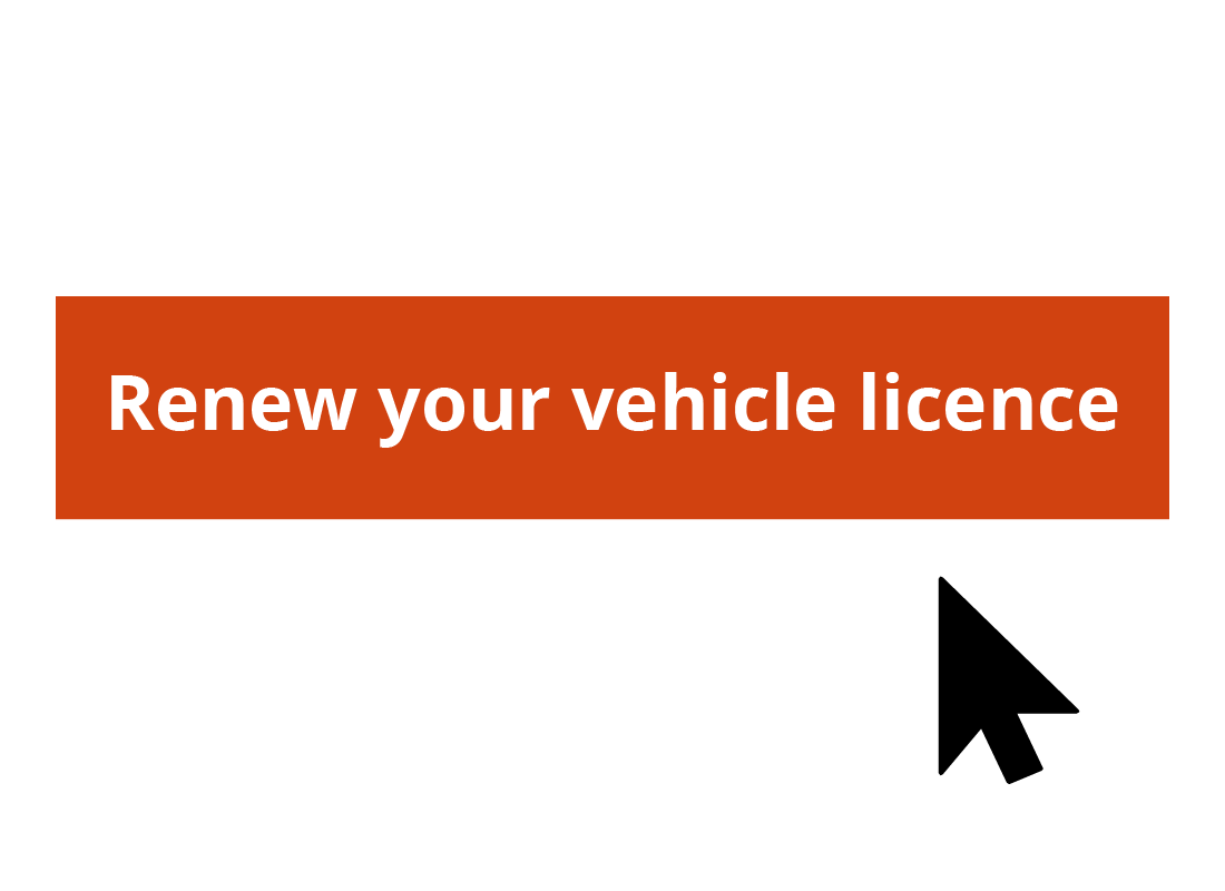 An illustration of the Renew your vehicle licence link in a black box on a web page