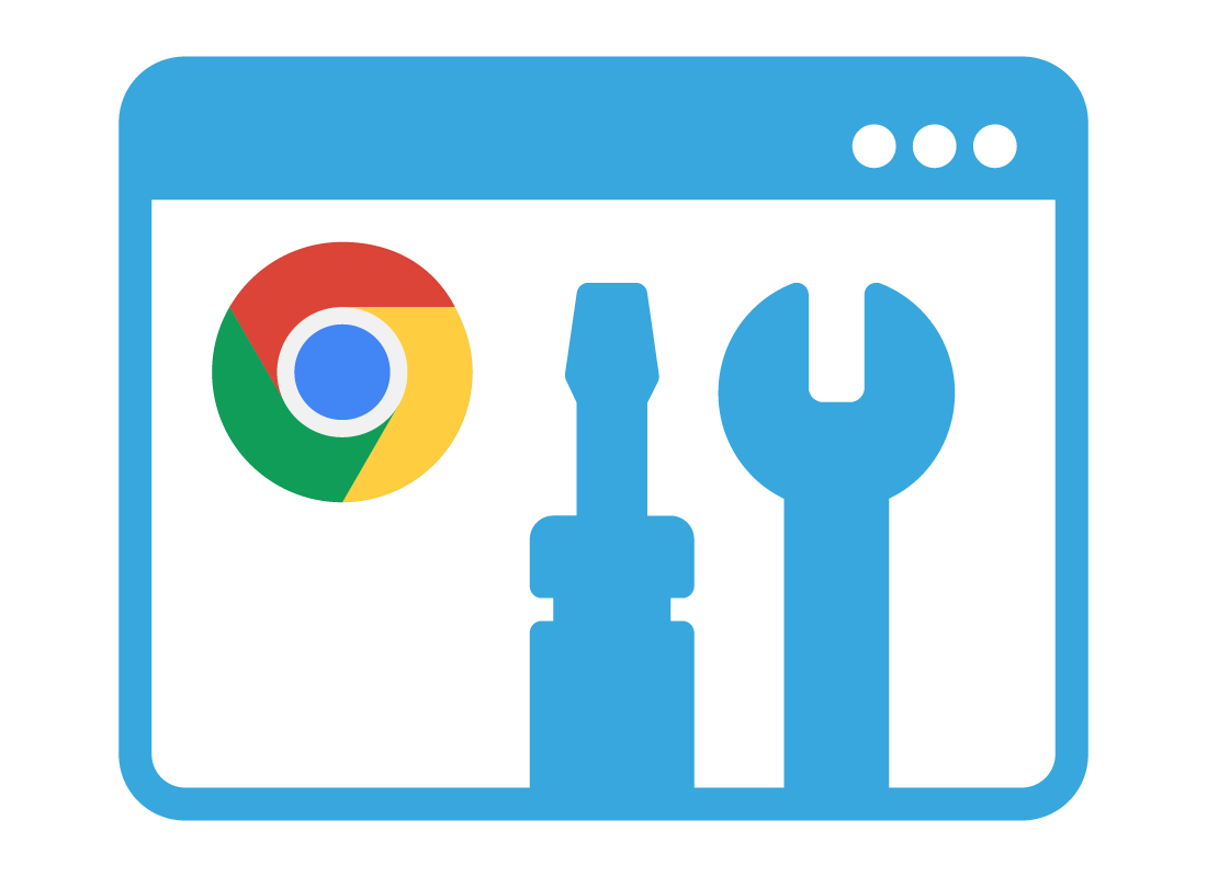 An illustration of the Chrome logo and the outline of a screwdriver and spanner