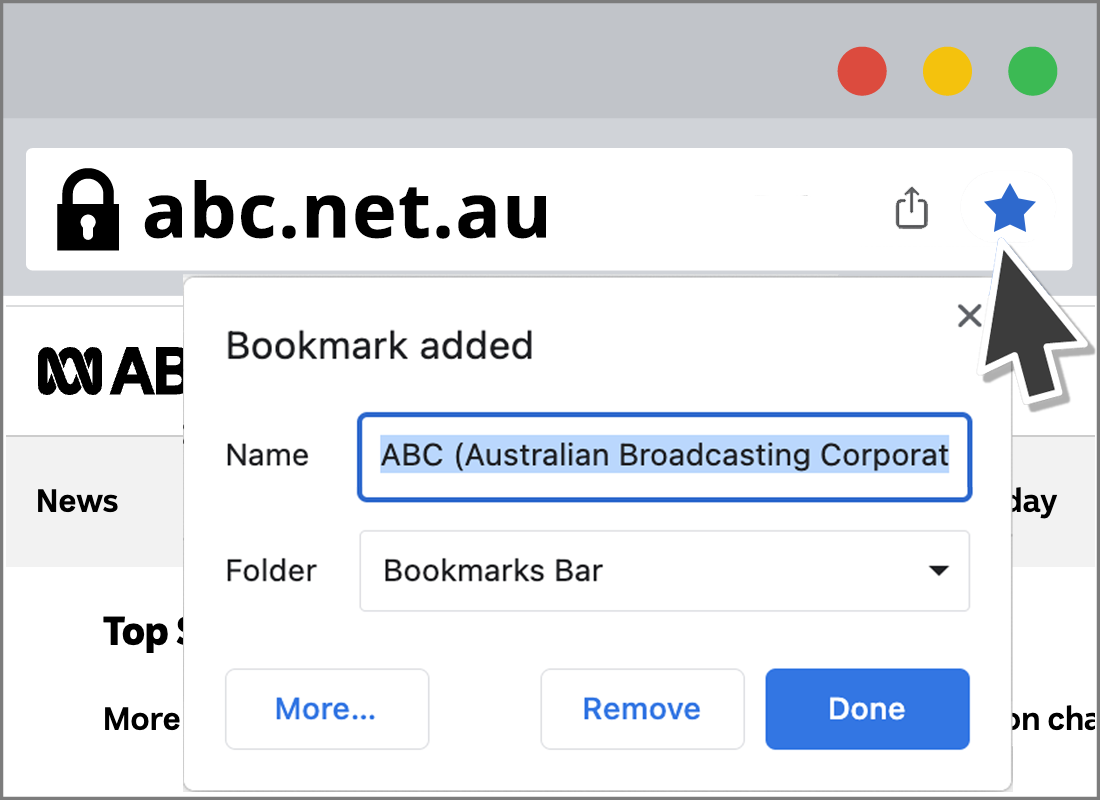 the abc.net.au site being bookmarked in Chrome