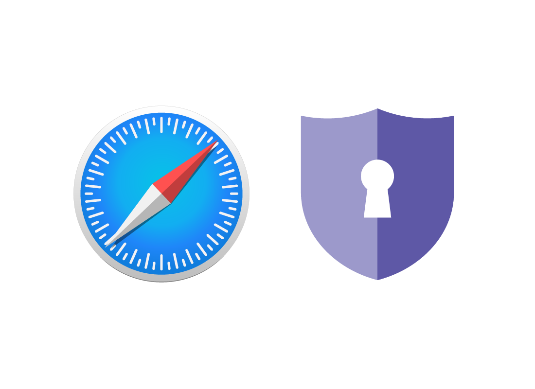 An illustration of the Safari logo with a security shield icon