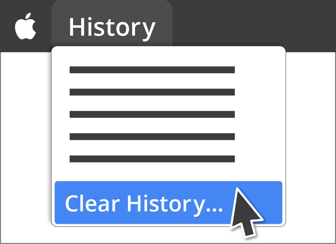 An illustration of the Clear History menu option in Safari