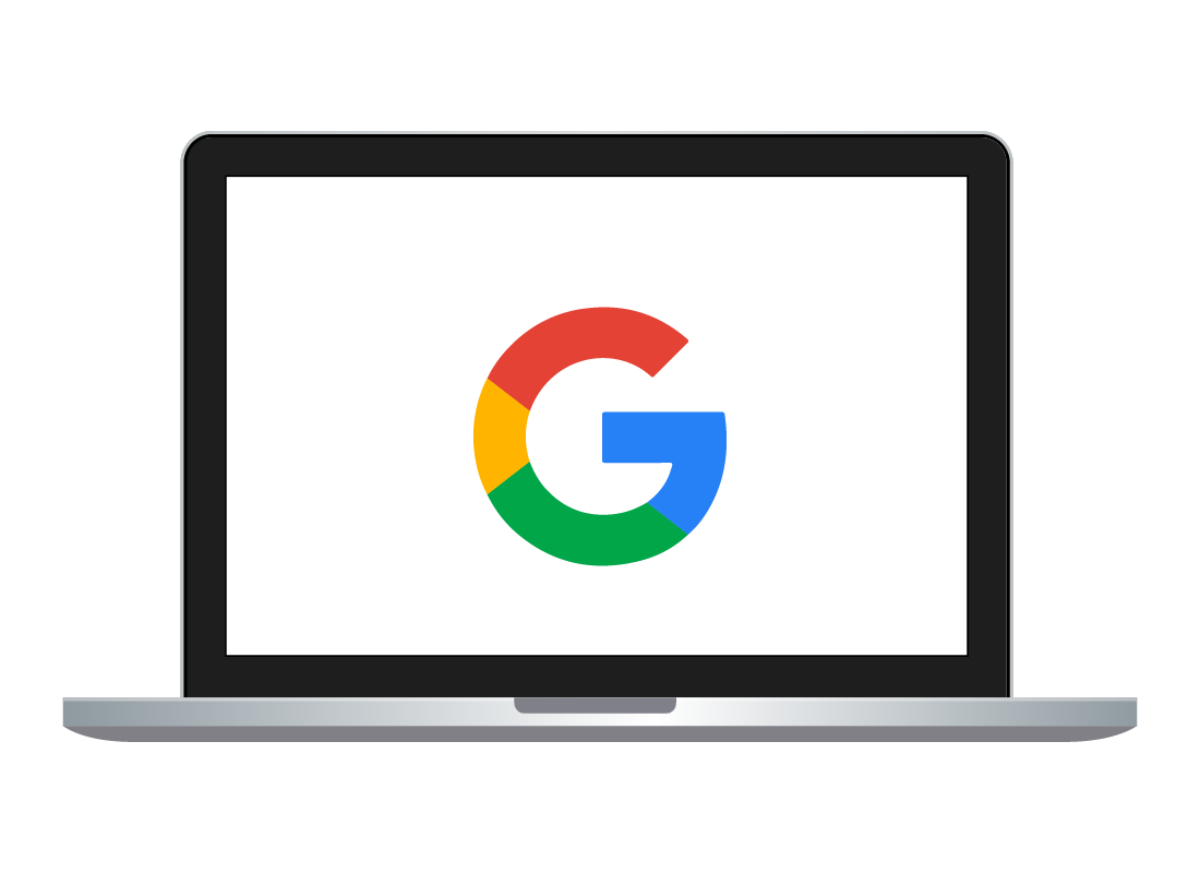 The Google logo on a laptop computer