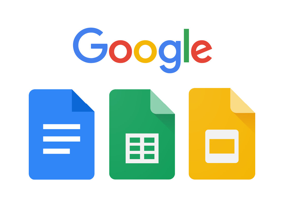 The Google Docs, Sheets and Slides app logos