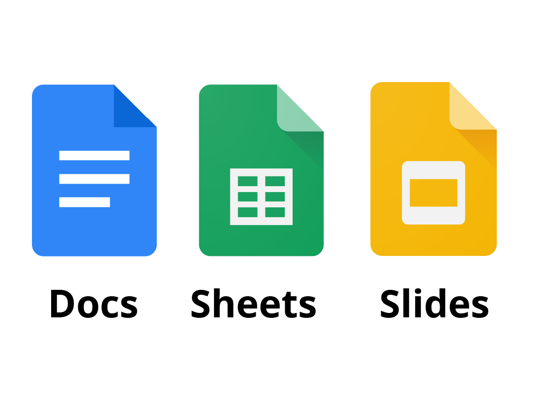 The Docs, Sheets and Slides app icons